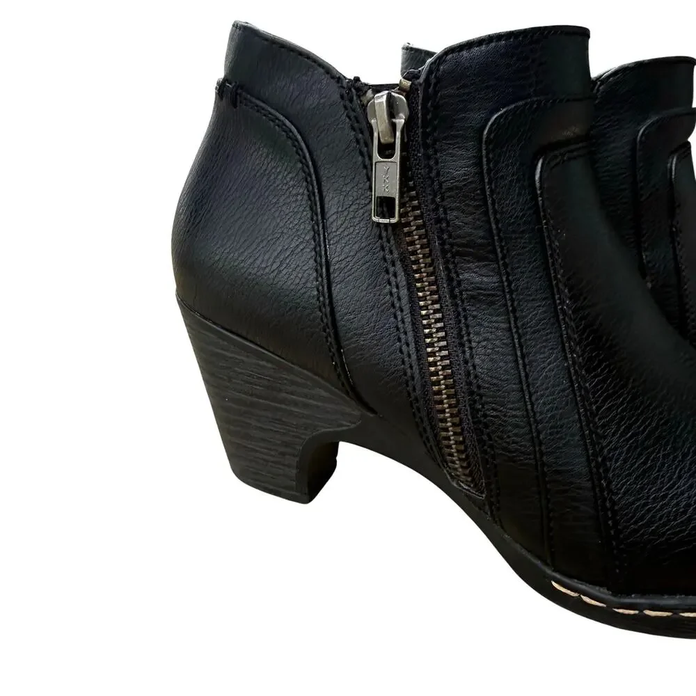 Eurosoft Tahira Comfort Booties Women’s Black Vegan Leather Side Zip - Size 7.5